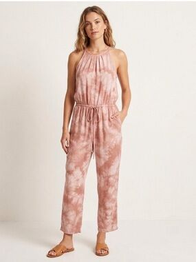 Anthropologie Cloth & Stone Jumpsuit Tencel Coral Tie Dye Size Small‎